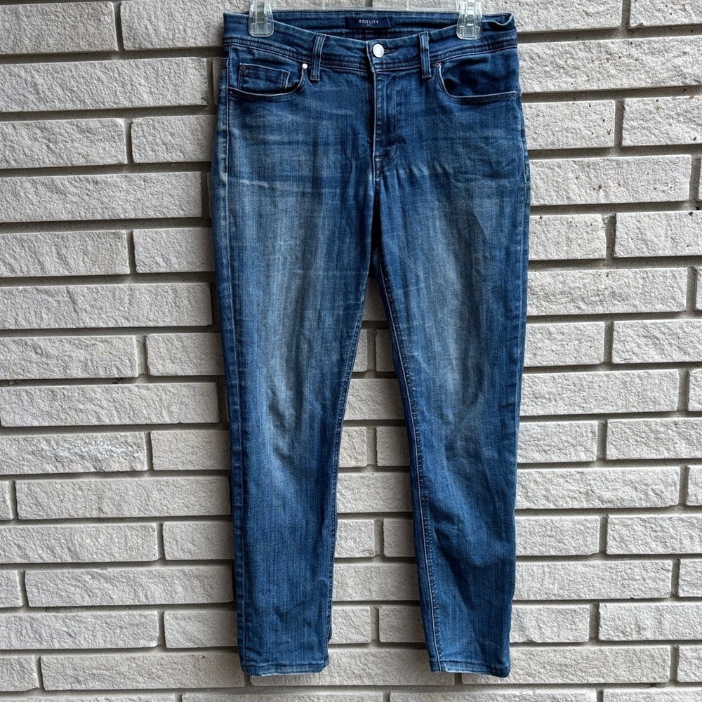 Fidelity Denim Stevie Mid-Rise Tapered Tussaud Skinny Jeans Sz28